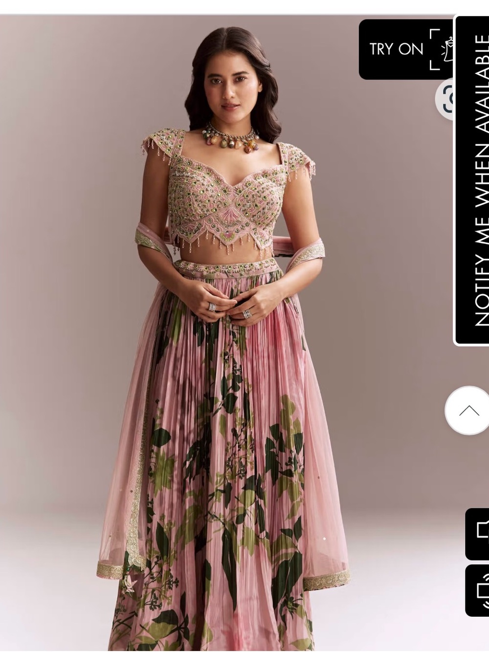 Embellished Pink Floral Lehenga Set